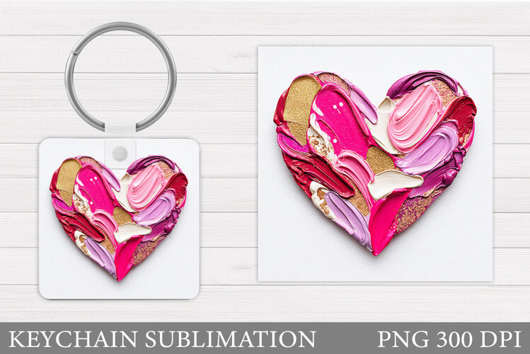 Heart Keychain Design. Valentine Keychain Sublimation example image 1
