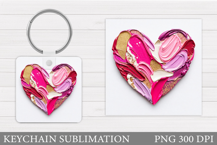 Heart Keychain Design. Valentine Keychain Sublimation