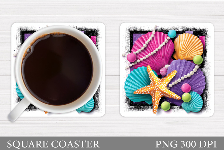 Starfish Coaster Sublimation. Seashell Coaster Design