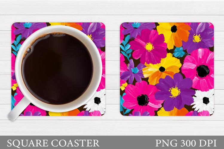Floral Coaster Design. Flowers Coaster Sublimation