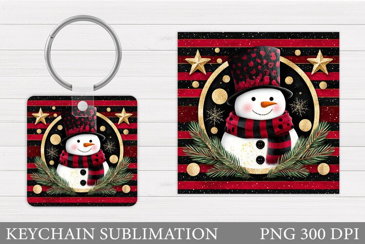 Snowman Keychain Sublimation. Christmas Keychain Design example image 1