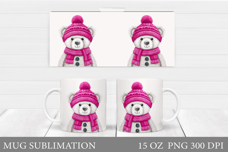 Cute Bear Mug Design. Christmas Mug Sublimation