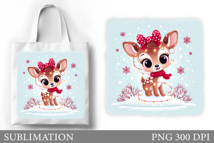Christmas Deer Tote Bag. Christmas Tote Bag Design