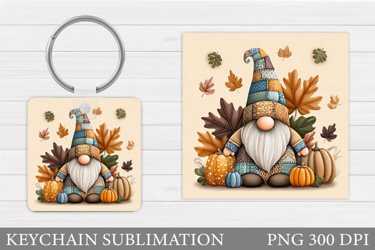 Fall Gnome Keychain. Fall Gnome Sublimation example image 1