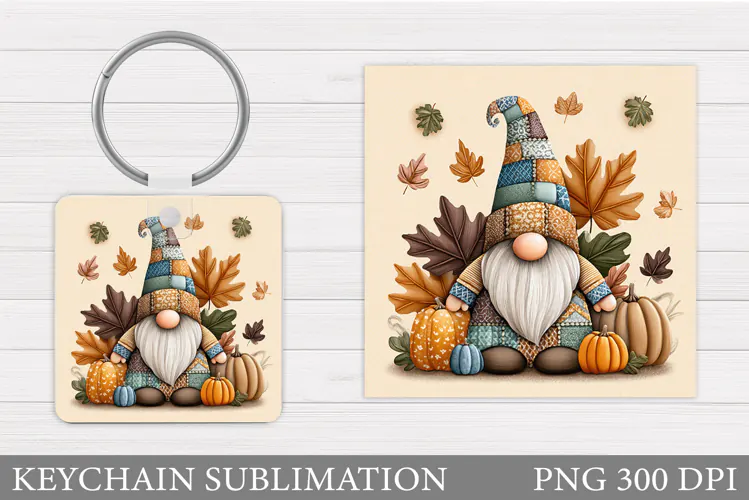 Fall Gnome Keychain. Fall Gnome Sublimation