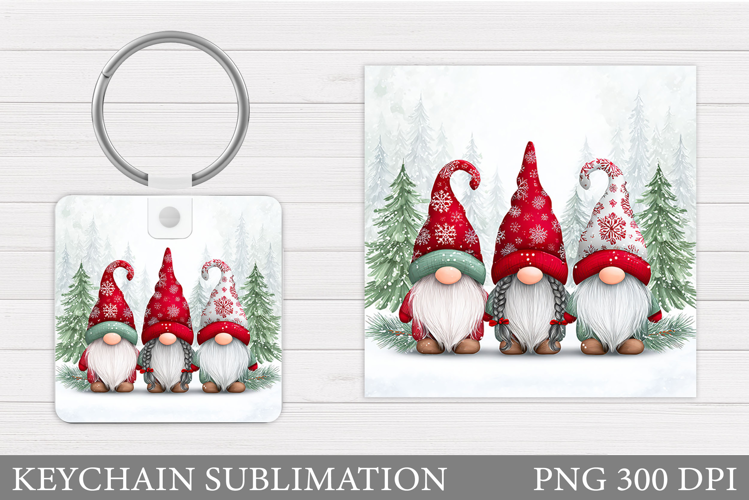 Christmas Gnome Keychain. Christmas Keychain Sublimation