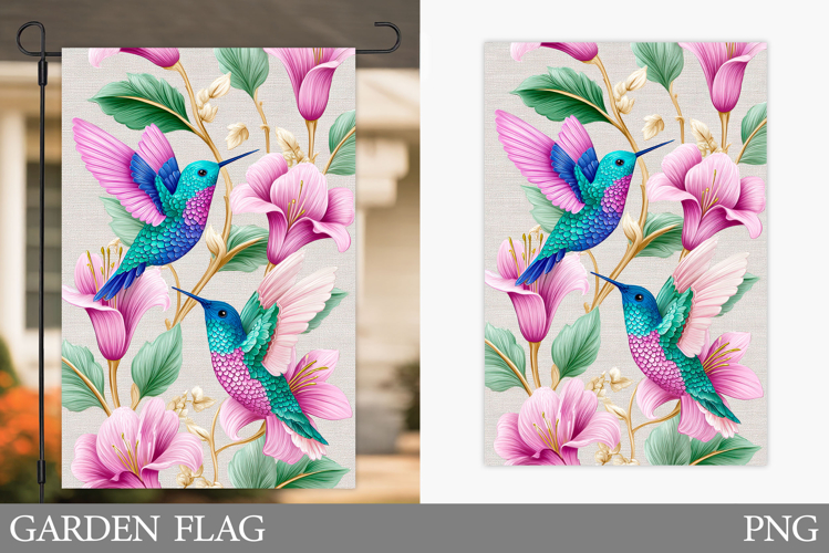 Hummingbird Garden Flag. Bird Garden Flag Sublimation
