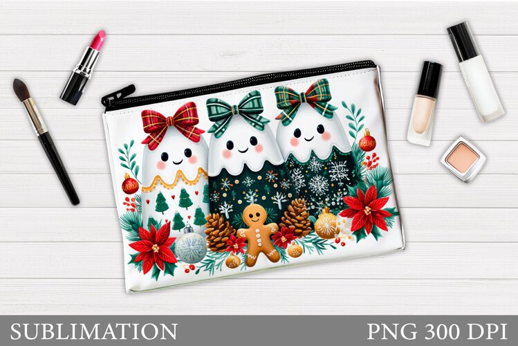 Christmas Ghost Makeup Bag Design. Christmas Cosmetics Bag example image 1