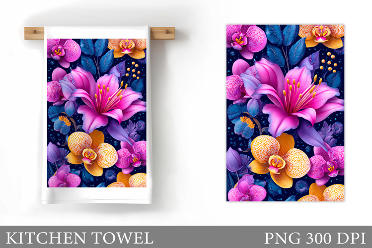 Flowers Kitchen Towel. Floral Kitchen Towel Sublimation