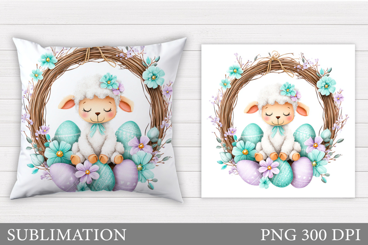 Easter Lamb Pillow Design. Easter Pillow Sublimation