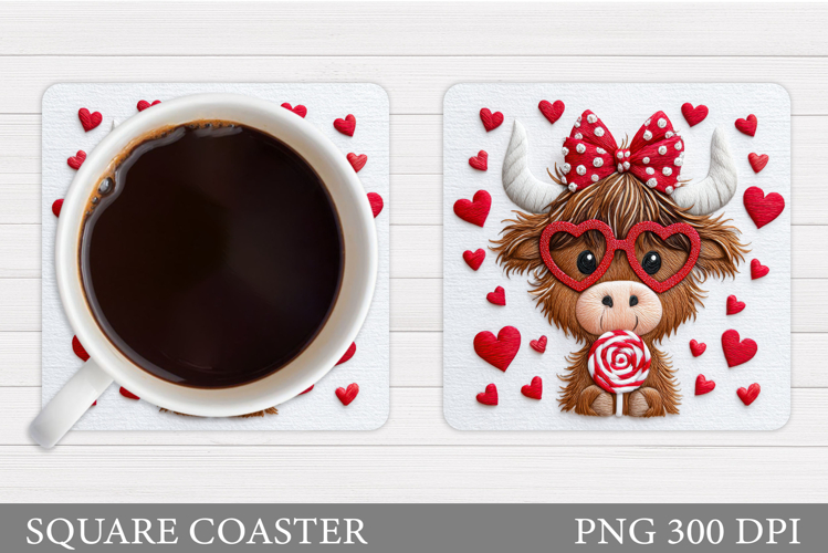 Valentines Cow Coaster Design. Valentines Square Coaster