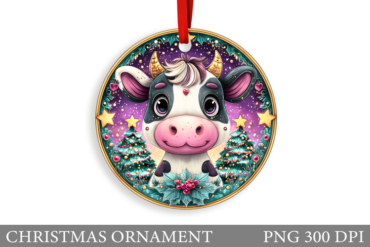 Cute Cow Christmas Ornament. Christmas Ornament Sublimation