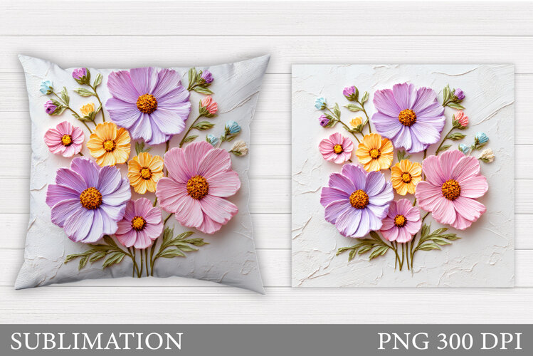 Wildflowers Pillow Sublimation. Flowers Sublimation example image 1