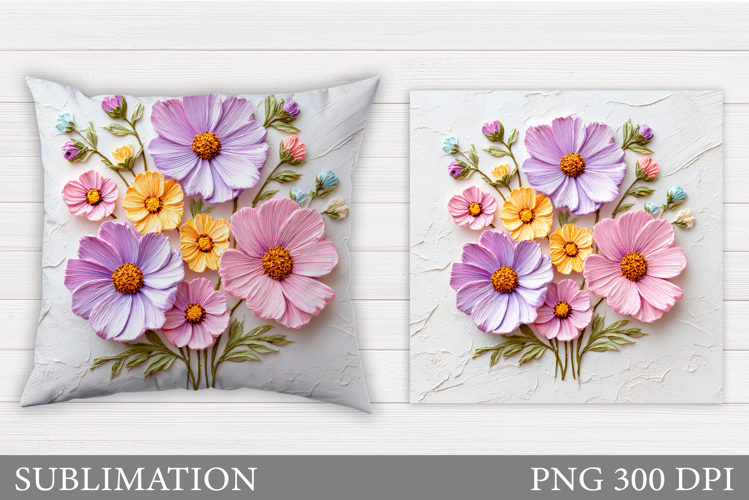 Wildflowers Pillow Sublimation. Flowers Sublimation