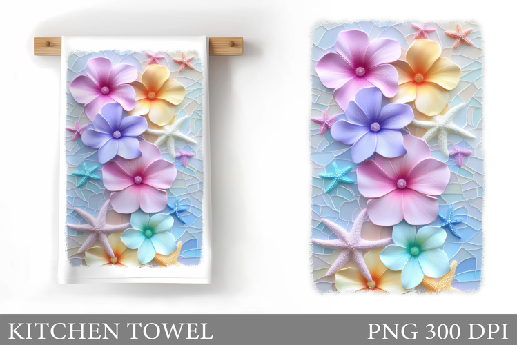 Tropical Flowers Kitchen Towel. Flowers Kitchen Towel Design