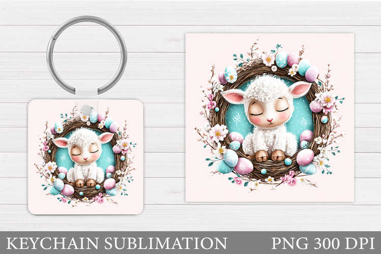 Easter Lamb Keychain Sublimation. Easter Keychain Design