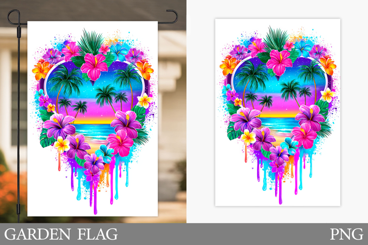 Sea Garden Flag Design. Beach Garden Flag Sublimation