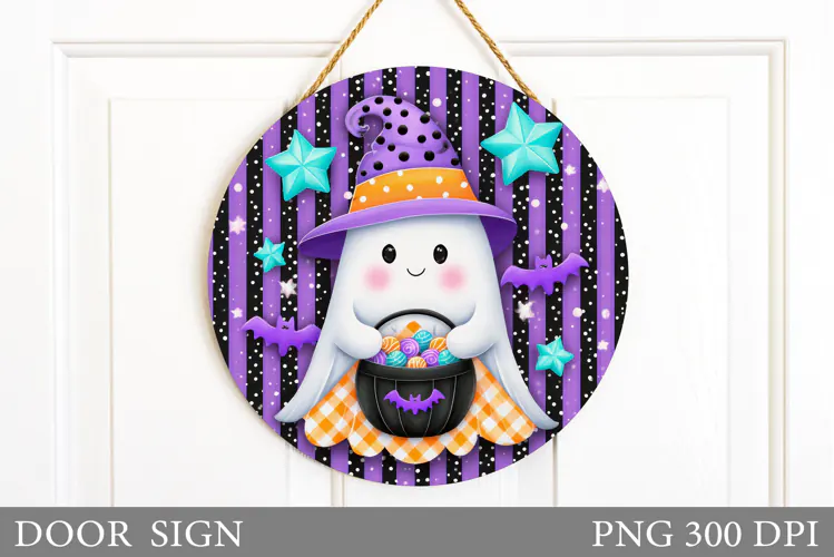Ghost Door Sign Design. Halloween Door Sign Sublimation