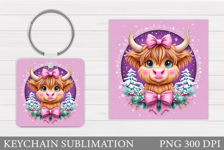 Christmas Cow Keychain. Christmas Keychain Design