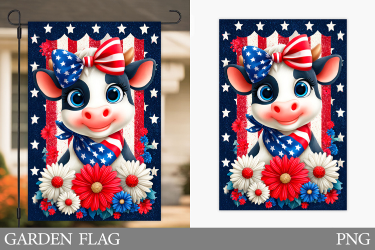 Patriotic Cow Garden Flag. Patriotic Garden Flag Sublimation