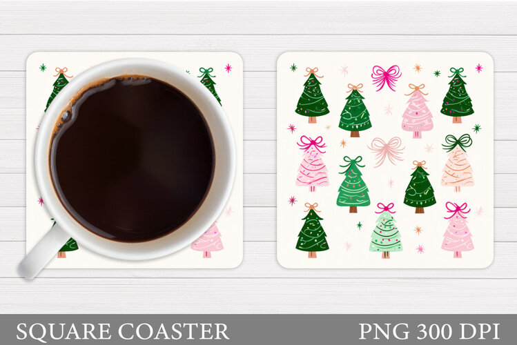 Christmas Tree Coaster Design. Merry Christmas Coaster example image 1