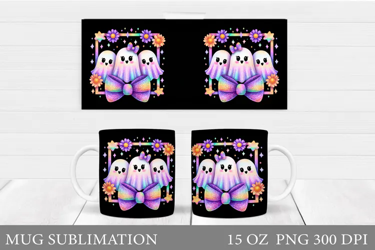 Ghost Mug Sublimation. Halloween Mug Design