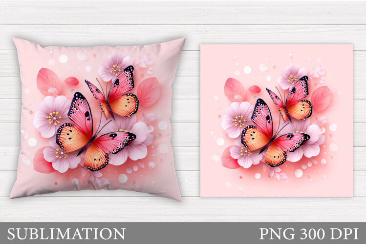 Butterflies Sublimation. Butterflies Pillow Sublimation example image 1