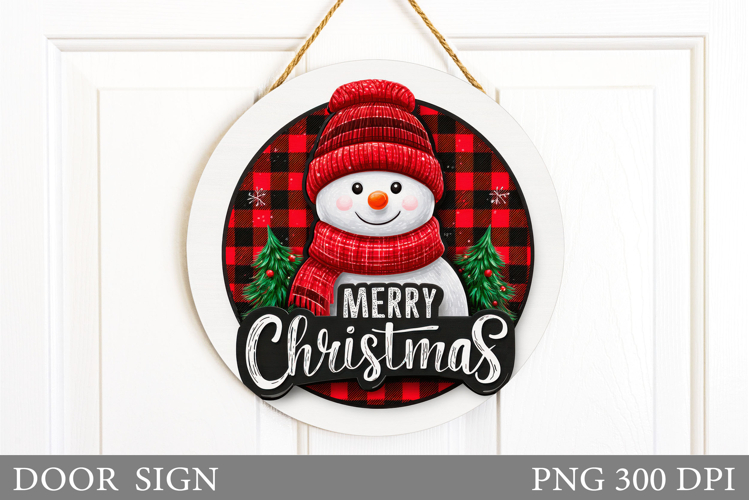 Cute Snowman Door Sign. Christmas Door Sign Sublimation
