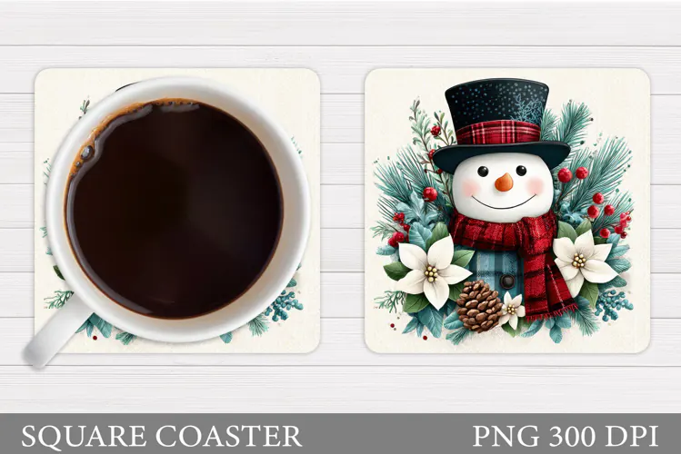 Snowman Coaster Design. Christmas Coaster Sublimation