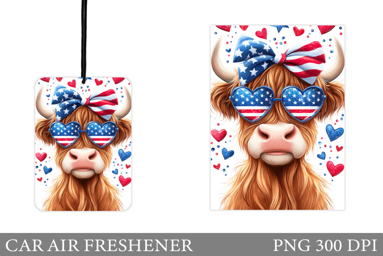 Patriotic Cow Car Air Freshener. Patriotic Cow Sublimation