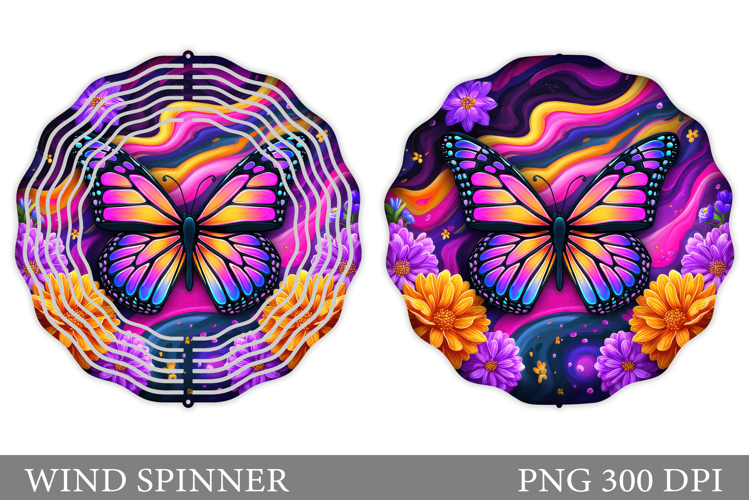 Butterfly Wind Spinner. Butterfly Flowers Wind Spinner