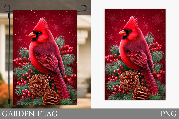 Christmas Cardinal Garden Flag. Christmas Garden Flag Design example image 1