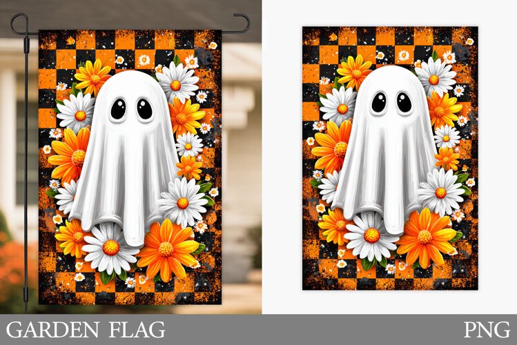 Ghost Garden Flag Sublimation. Halloween Garden Flag Design example image 1