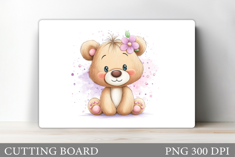 Cute Bear Cutting Board. Bear Flowers Cutting Board Design