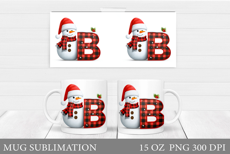 Christmas Letter B Sublimation. Christmas Mug Design