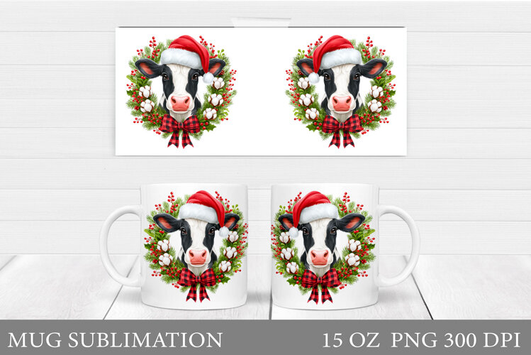 Christmas Cow Mug Design. Christmas Mug Sublimation example image 1