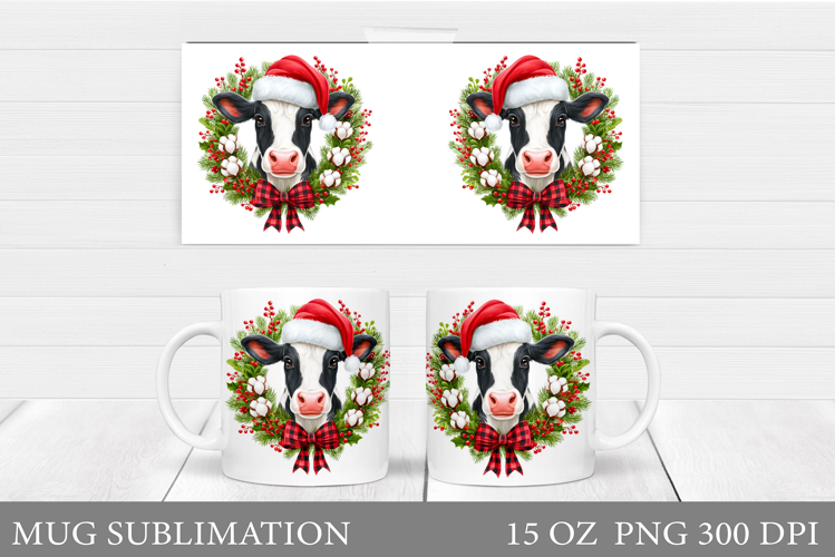Christmas Cow Mug Design. Christmas Mug Sublimation