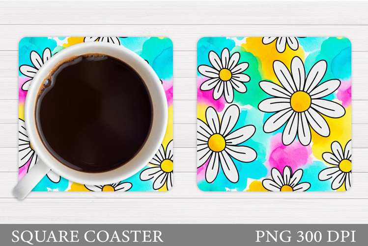 Daisy Flowers Coaster Design. Flowers Sublimation