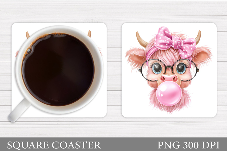 Cute Cow Coaster Design. Funny Cow Sublimation