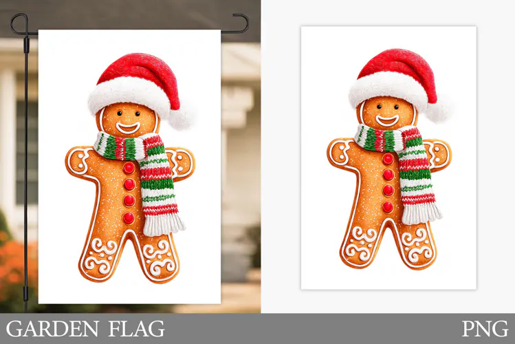 Gingerbread Garden Flag. Christmas Garden Flag Design