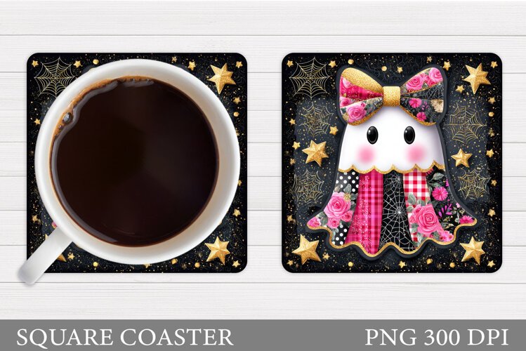 Ghost Coaster Design. Halloween Sublimation example image 1