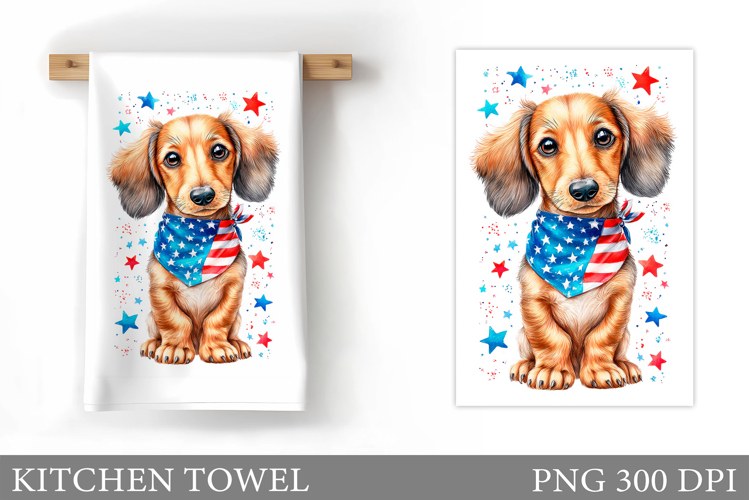 Patriotic Dog Kitchen Towel. Patriotic Kitchen Towel Design example image 1