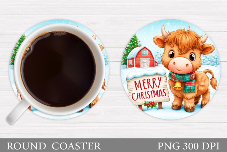 Christmas Cow Coaster. Christmas Cow Coaster Sublimation