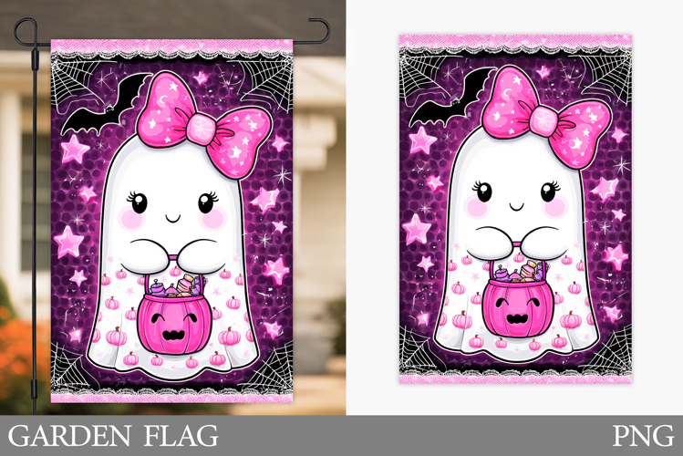 Ghost Garden Flag Sublimation. Halloween Pumpkin Garden Flag
