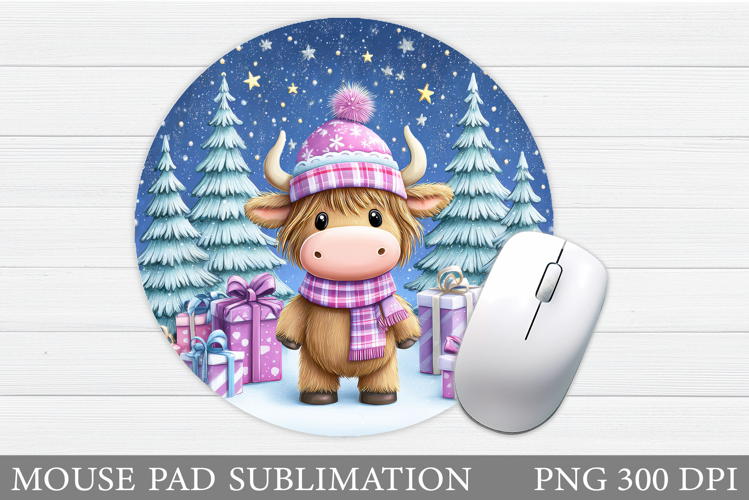 Christmas Cow Mouse Pad. Christmas Mouse Pad Sublimation