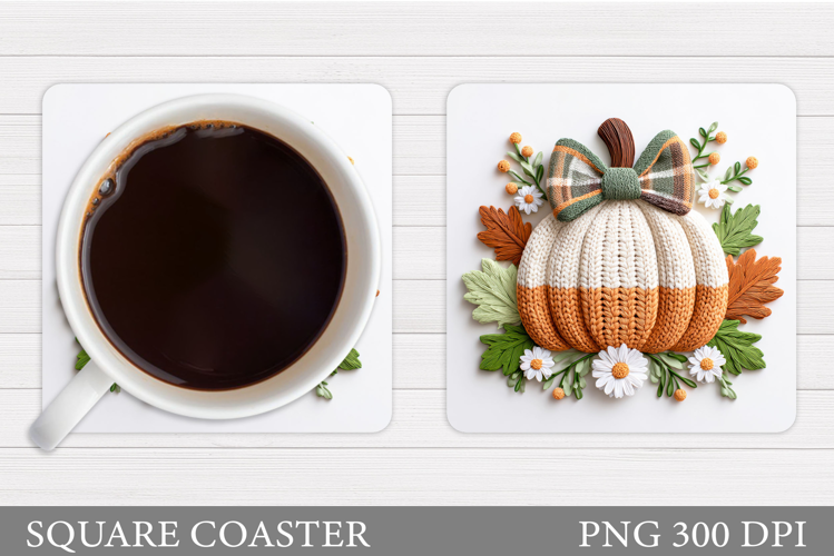 Crochet Pumpkin Coaster. Fall Coaster Sublimation