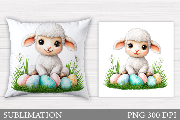 Easter Lamb Pillow Sublimation. Easter Pillow Design