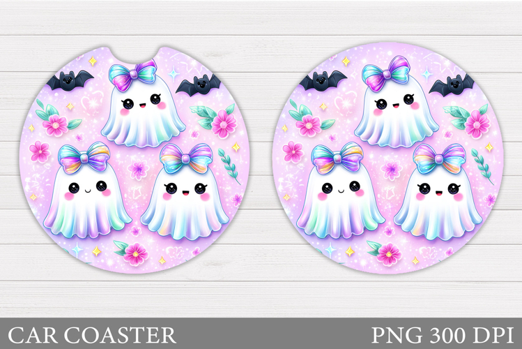 Halloween Ghost Car Coaster. Cute Halloween Car Coaster example image 1