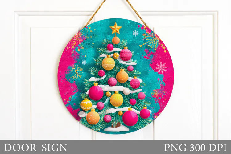 Christmas Tree Door Sign. Christmas Door Sign Design