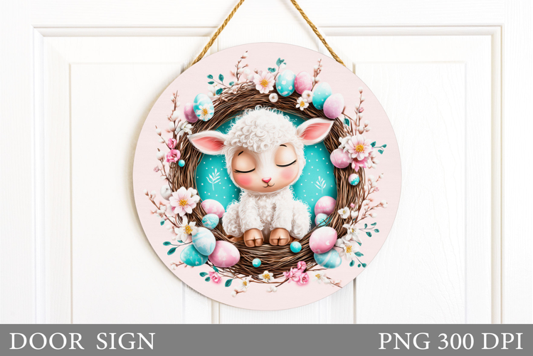 Easter Lamb Door Sign Design. Easter Door Sign Sublimation